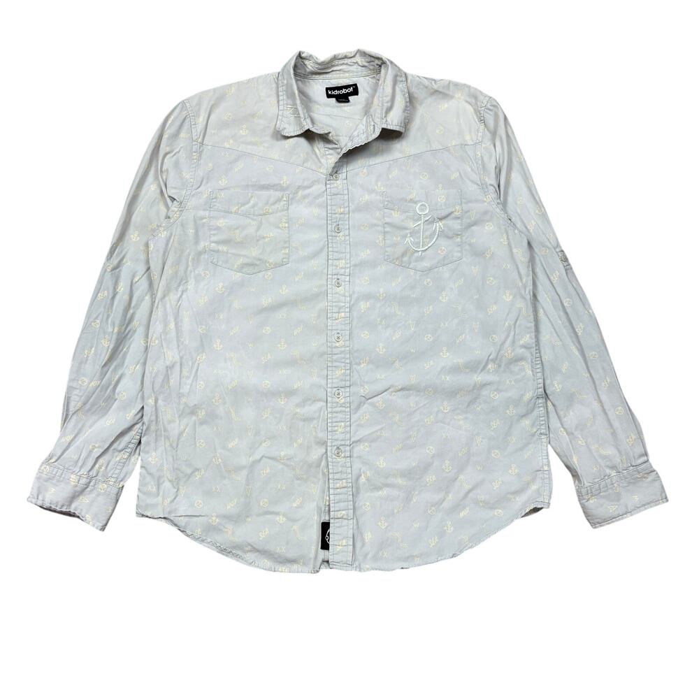 Rare KIDROBOT Nautical Anchor Sea Ahoy Button Up Shirt Men's XL